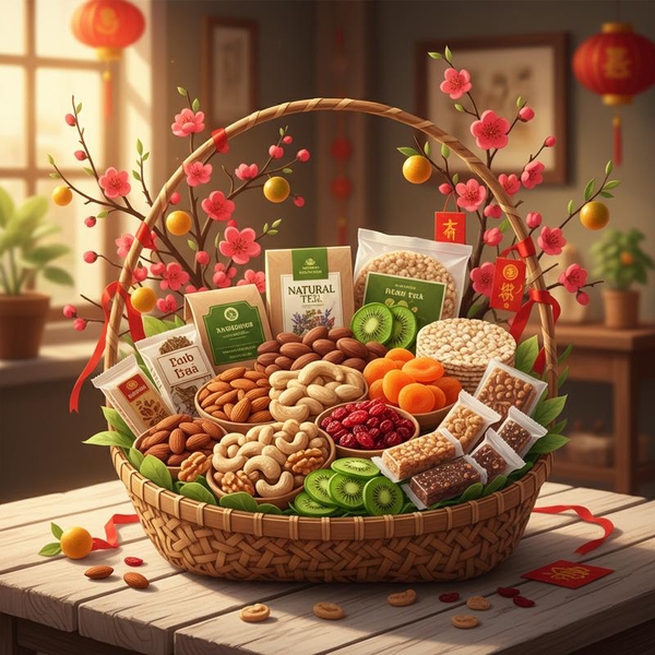 Cách chọn giỏ quà Tết cho người ăn chay, ăn kiêng: Bí quyết tặng quà lành mạnh, tinh tế