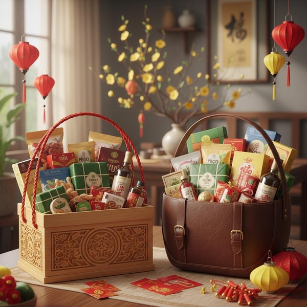 So sánh giỏ quà Tết bằng gỗ và giỏ da: Ưu nhược điểm, chọn lựa chuẩn xác