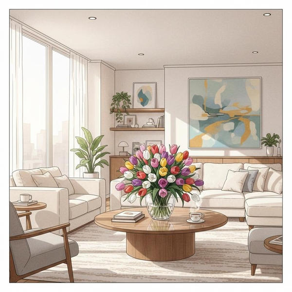 Cẩm Nang Chọn Mua & Cắm Hoa Tulip Tươi Lâu Cho Phòng Khách Chung Cư