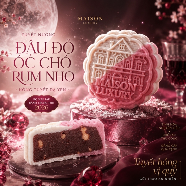 Bánh Tuyết Nướng Đậu Đỏ Óc Chó Rum Nho Maison Luxury