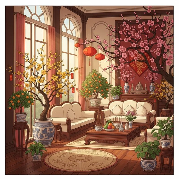 Vị Trí Cây Cảnh & Hoa Tết Phong Thủy: Bí Quyết Đón Năm Mới Tài Lộc