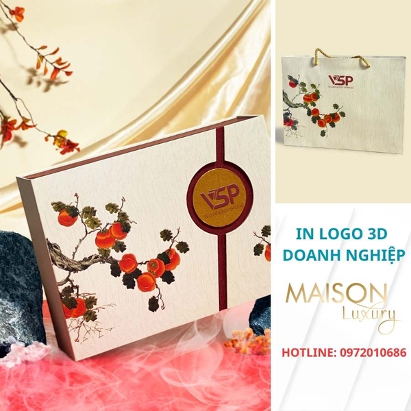 In logo doanh nghiệp lên hộp quà Tết tại Bắc Giang - Maison Luxury