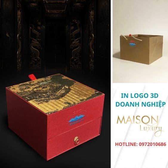 In logo doanh nghiệp lên hộp quà Tết tại Bắc Ninh - Maison Luxury