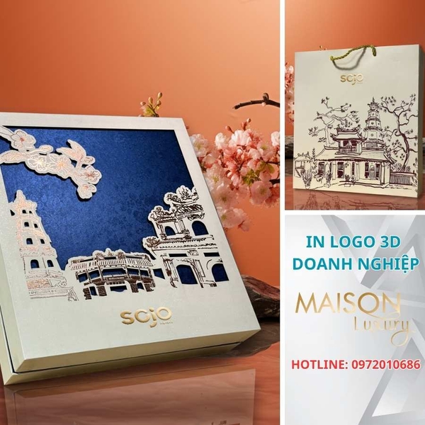In Logo 3D Doanh Nghiệp Lên Hộp Quà Tết Tại Vinh - Maison Luxury
