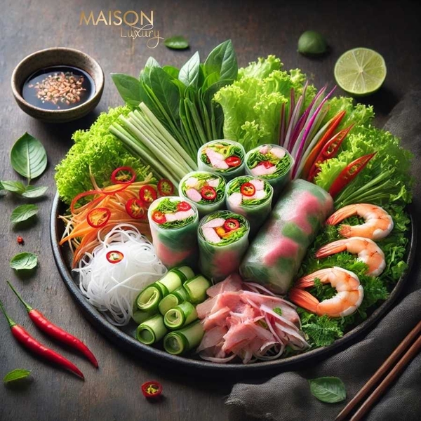 bánh tráng cuốn thập cẩm-món ăn healthy ngày tết