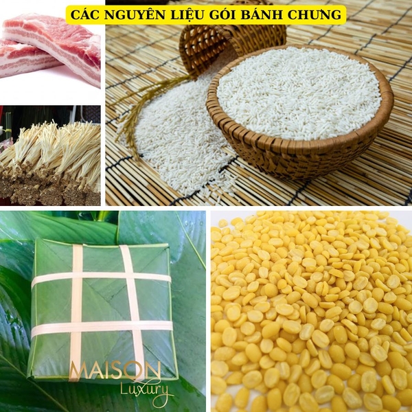 các nguyên liệu gói bánh chưng
