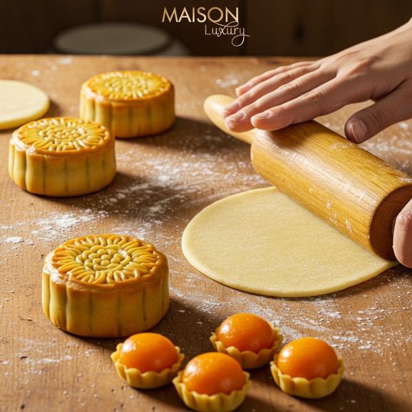 cán mỏng bánh trung thu để tạo hình bánh