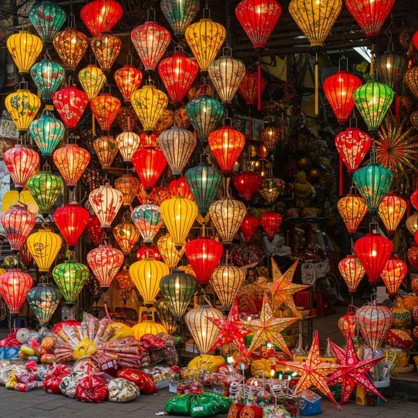 đèn lồng và đèn ông sao trang trí lễ tết trung thu