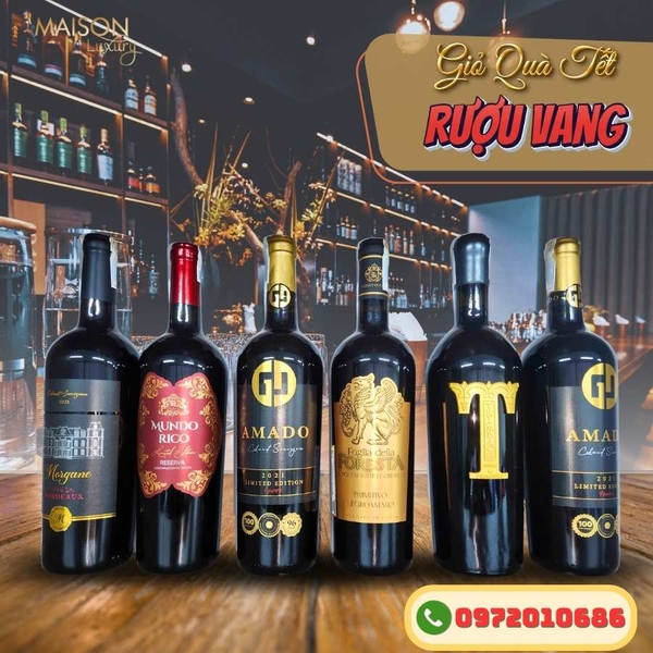 các loại rượu vang cao cấp trong giỏ quà tết