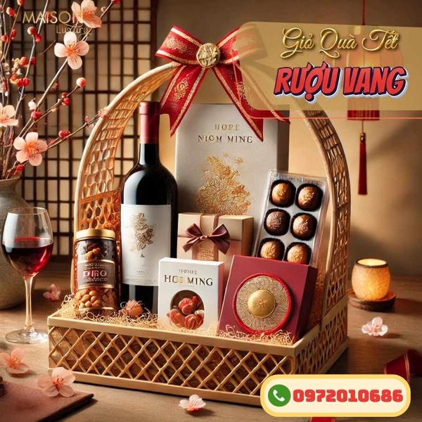 thành phần trong giỏ quà tết rượu vang