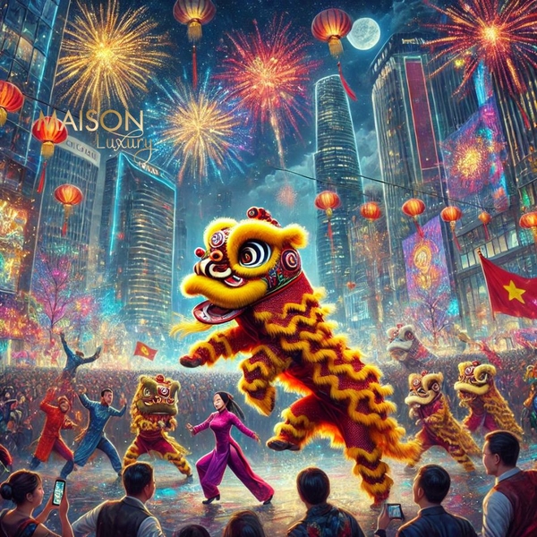 múa lân vào dịp lễ hội Tết Nguyên Đán