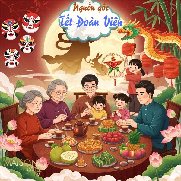 GIA ĐÌNH NHỎ SUM VẦY TRONG KHUNG CẢNH TẾT RỘN RÀNG SẮC ĐỎ