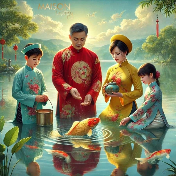 thả cá chép tiễn ông công ông Táo về trời