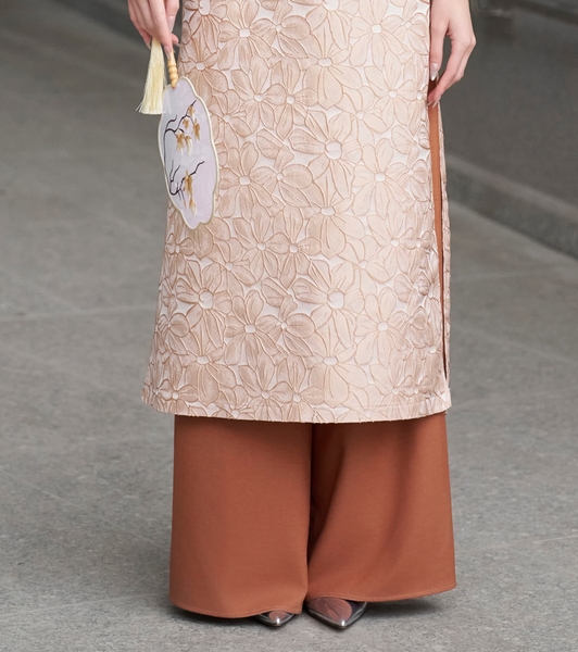 Áo Dài Kim Châu  - hoa 3D( Full set)