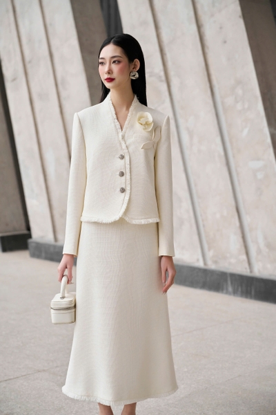 ROSÉ SET - áo khoác mix chân váy