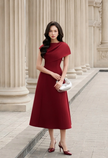 ELLA DRESS - Đỏ bordeaux