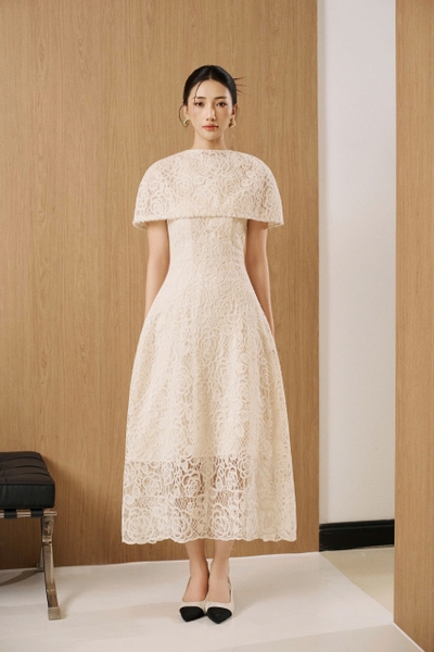 MAISEE SET - Đầm cổ yếm ren hoa + áo choàng (2 sản phẩm )