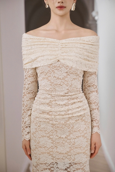 MAISEE SET - Đầm cổ yếm ren hoa + áo choàng (2 sản phẩm )