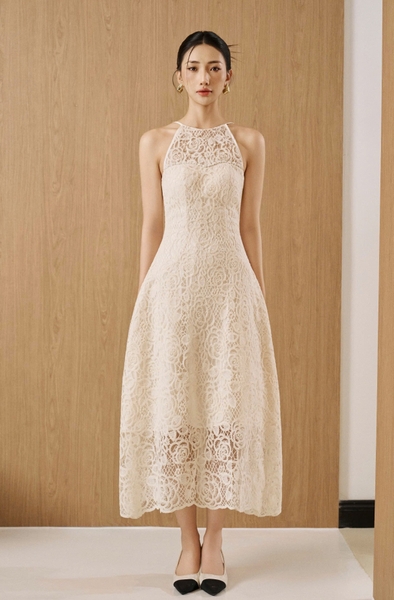 MAISEE SET - Đầm cổ yếm ren hoa + áo choàng (2 sản phẩm )