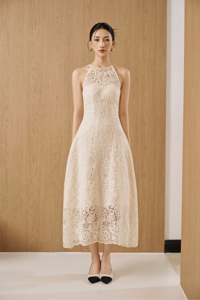 MAISEE SET - Đầm cổ yếm ren hoa + áo choàng (2 sản phẩm )