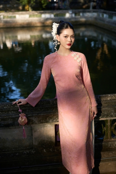 Áo dài XUÂN VỊ - full set hồng