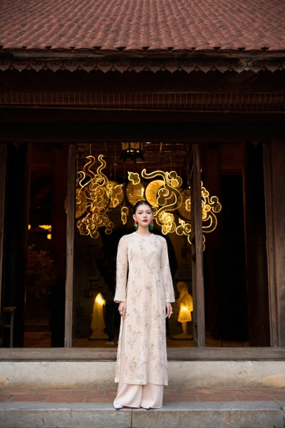 Áo dài NGỌC NHUNG  - kem