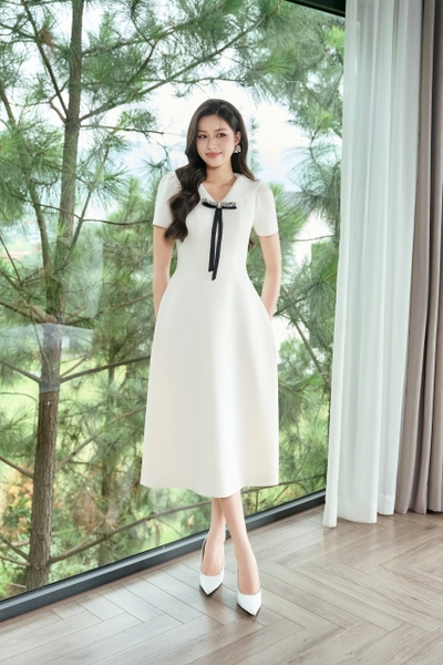 AURA DRESS -cream white
