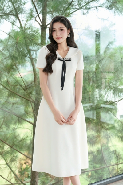 AURA DRESS -cream white