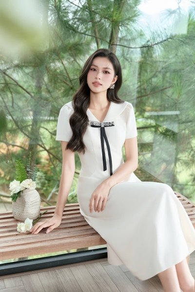 AURA DRESS -cream white