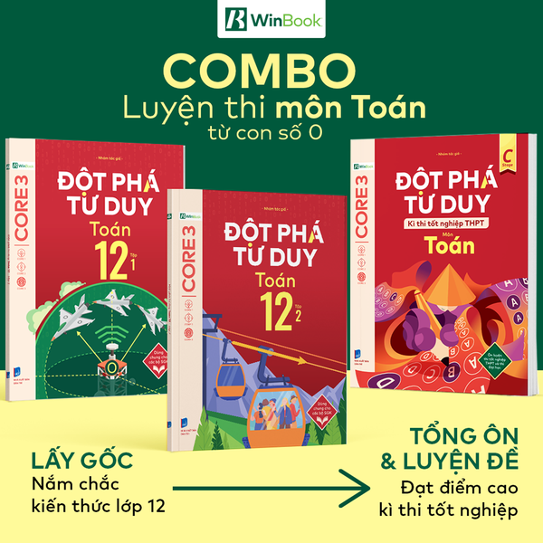 Bộ 3 cuốn Đột phá tư duy Toán 12 (2 tập), Đột phá tư duy kì thi tốt nghiệp THPT môn Toán