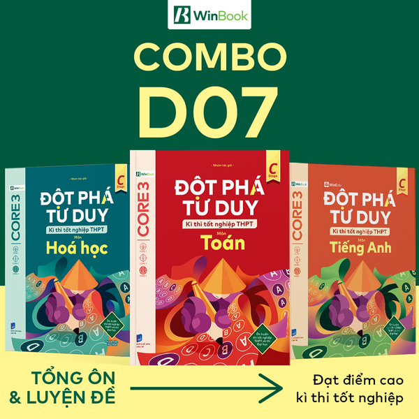 [COMBO ÔN TỐT NGHIỆP D07] Bộ 3 cuốn sách Đột phá tư duy kì thi tốt nghiệp THPT môn Toán, Hoá, Anh - Ôn thi cấp tốc - Chính hãng WinBook