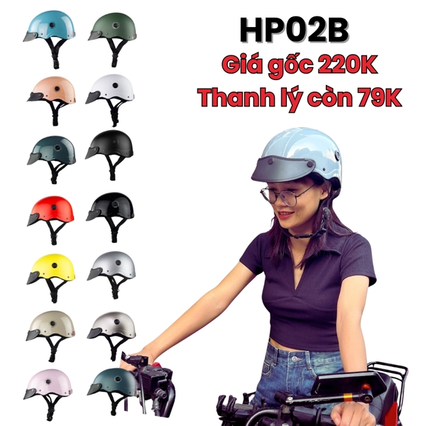 Mũ Bảo Hiểm Nửa Đầu HPPRO HP02B - Flashsale Đủ Màu