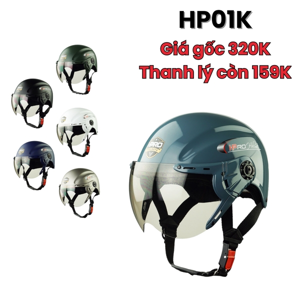 Mũ bảo Hiểm Nửa Đầu HP0K Có Kính - Flashsale Đủ Màu