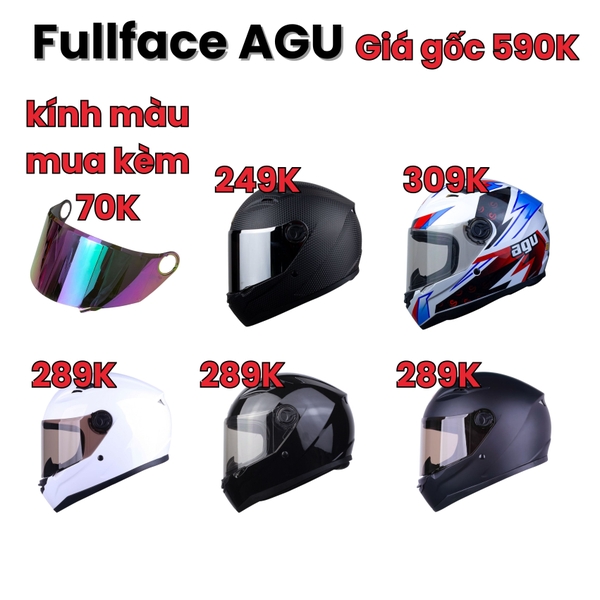 Mũ Fullface AGU A38 1 Kính - Flashsale Đủ Màu