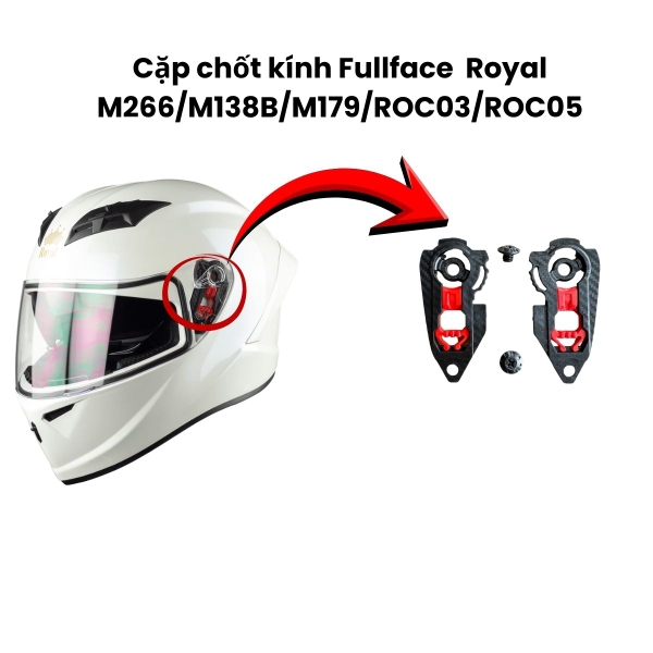 Phụ Kiện Thay Thế Cho Mũ Bảo Hiểm Fullface Royal M266 Chính Hãng – Kính PC, Chốt Kính, Thông Gió, Lót Nón & Khóa Microlock
