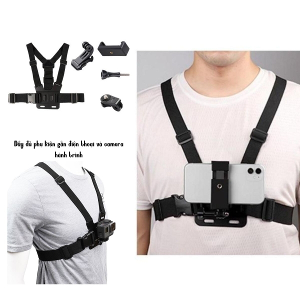 Dây Đeo Ngực Cho Điện Thoại Quay Phim – Quay Ngang Dọc, Xoay 360°, Chống Rung, Gắn Điện Thoại Thành Camera Hành Trình