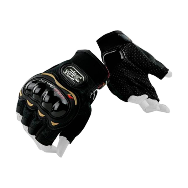 Găng Tay Pro-Biker Cụt Ngón Đen – Gù Nhựa PU Bảo Hộ, Chống Trượt, Thoáng Khí, Dành Cho Motor & Xe Máy