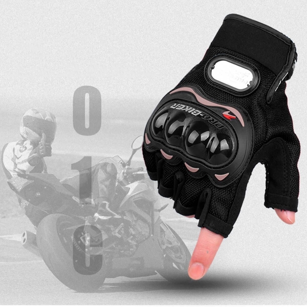Găng Tay Pro-Biker Cụt Ngón Đen – Gù Nhựa PU Bảo Hộ, Chống Trượt, Thoáng Khí, Dành Cho Motor & Xe Máy