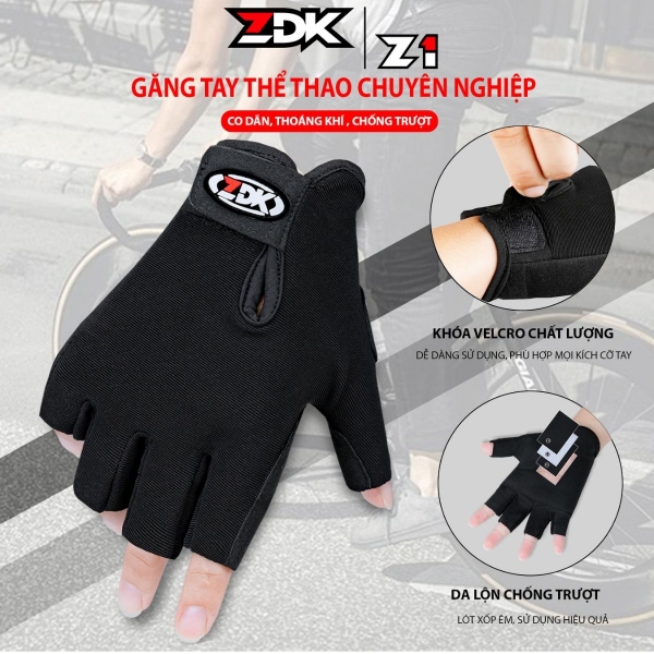 Găng Tay Đa Năng ZDK Z1 – Hở Ngón Tiện Lợi, Chống Trượt, Co Giãn Thoáng Khí, Khóa Dán Velcro Chắc Chắn
