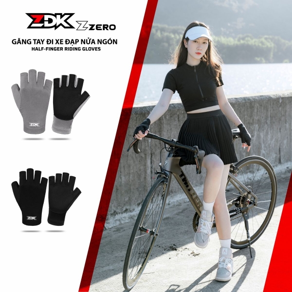Găng Tay Xe Đạp Nửa Ngón ZDK Zzero – Vải Kim Cương, Da Lộn Chống Trượt, Thoáng Khí