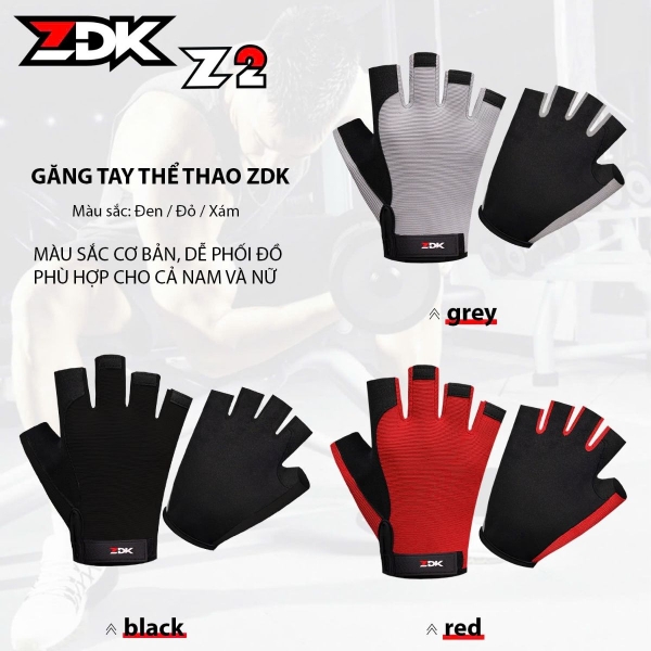 Găng Tay Thể Thao Đa Năng ZDK Z2 – Da Lộn Chống Trượt, Thoáng Khí