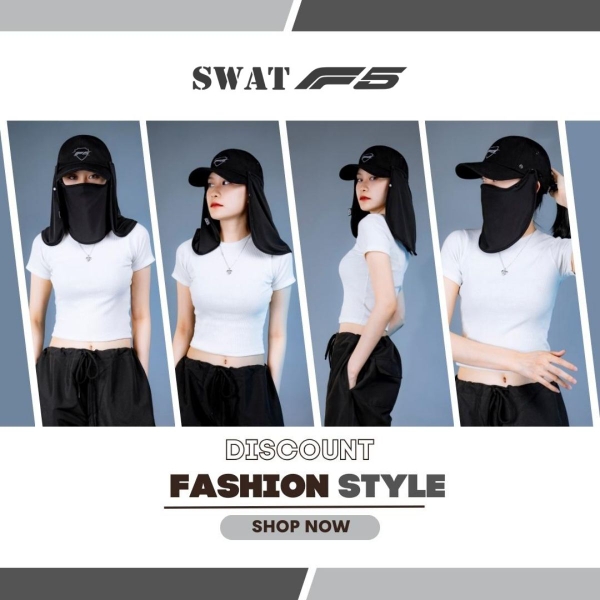 Khăn Chống Nắng SWAT F5 – Mũ Chống Nắng Có Thể Tháo Rời, Vải Kim Cương Spandex, Co Giãn 4 Chiều, Logo Phản Quang