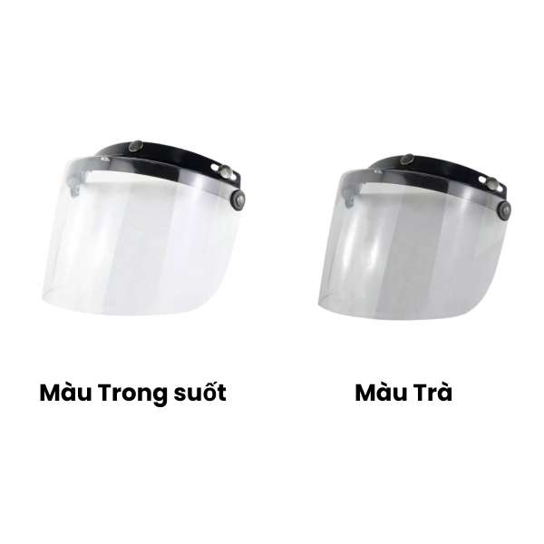 Kính Bogo KLT A36 Gắn Mũ Bảo Hiểm 1/2 & 3/4 – Kính PC Chống Trầy, Chống UV, Dễ Nâng Hạ