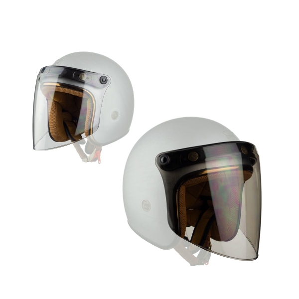 Kính Flat Gắn Mũ Bảo Hiểm 1/2, 3/4 Có 3 Nút Đồng Phía Trước, Nhựa PC Cao Cấp, Ảnh Rỏ Nét