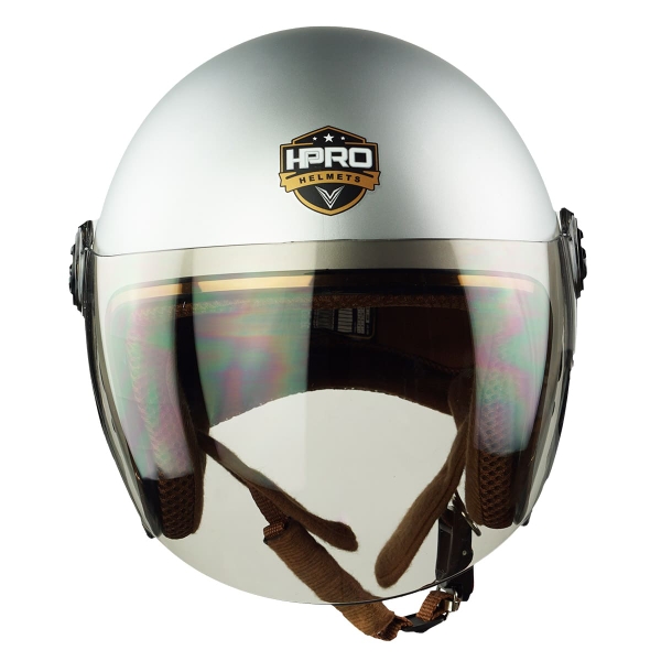 Mũ Bảo Hiểm 3/4 HP04K Có Kính – Màu Bạc Bóng, Chính Hãng, Bảo Hành 24 Tháng