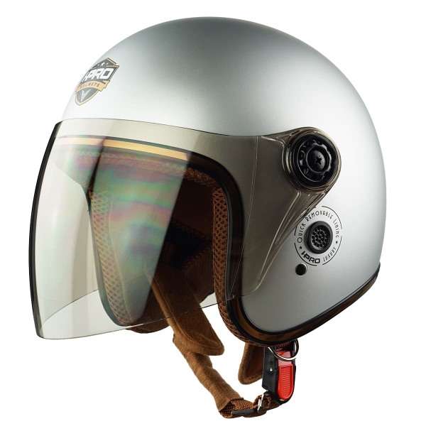 Mũ Bảo Hiểm 3/4 HP04K Có Kính – Màu Bạc Bóng, Chính Hãng, Bảo Hành 24 Tháng