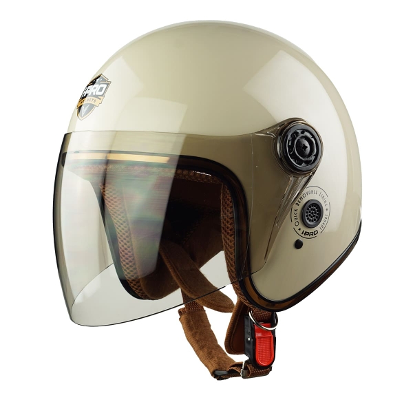 Mũ bảo hiểm 3/4 HPRO HP04K – Màu Kem Bóng, kính trà khói, chuẩn Quatest