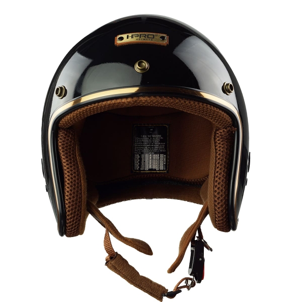 Mũ Bảo Hiểm 3/4 HPRO HP04 Màu Đen Bóng – Form Nhỏ Gọn, Lót Nâu Cao Cấp, Tem CR Chính Hãng