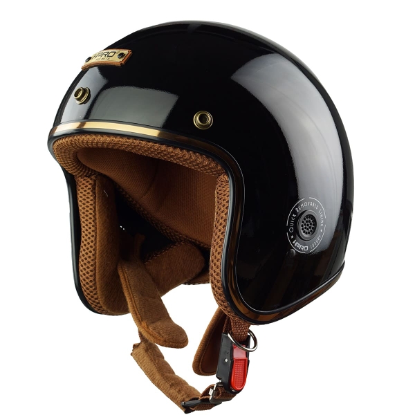 Mũ Bảo Hiểm 3/4 HPRO HP04 Màu Đen Bóng – Form Nhỏ Gọn, Lót Nâu Cao Cấp, Tem CR Chính Hãng