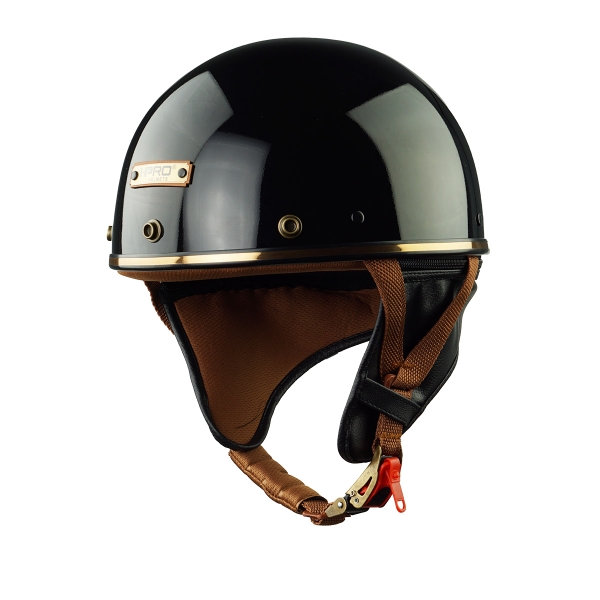 Mũ bảo hiểm nửa đầu HP PUG V1 – Màu Đen Bóng, Viền Da Cao Cấp, Chính Hãng HP Helmets